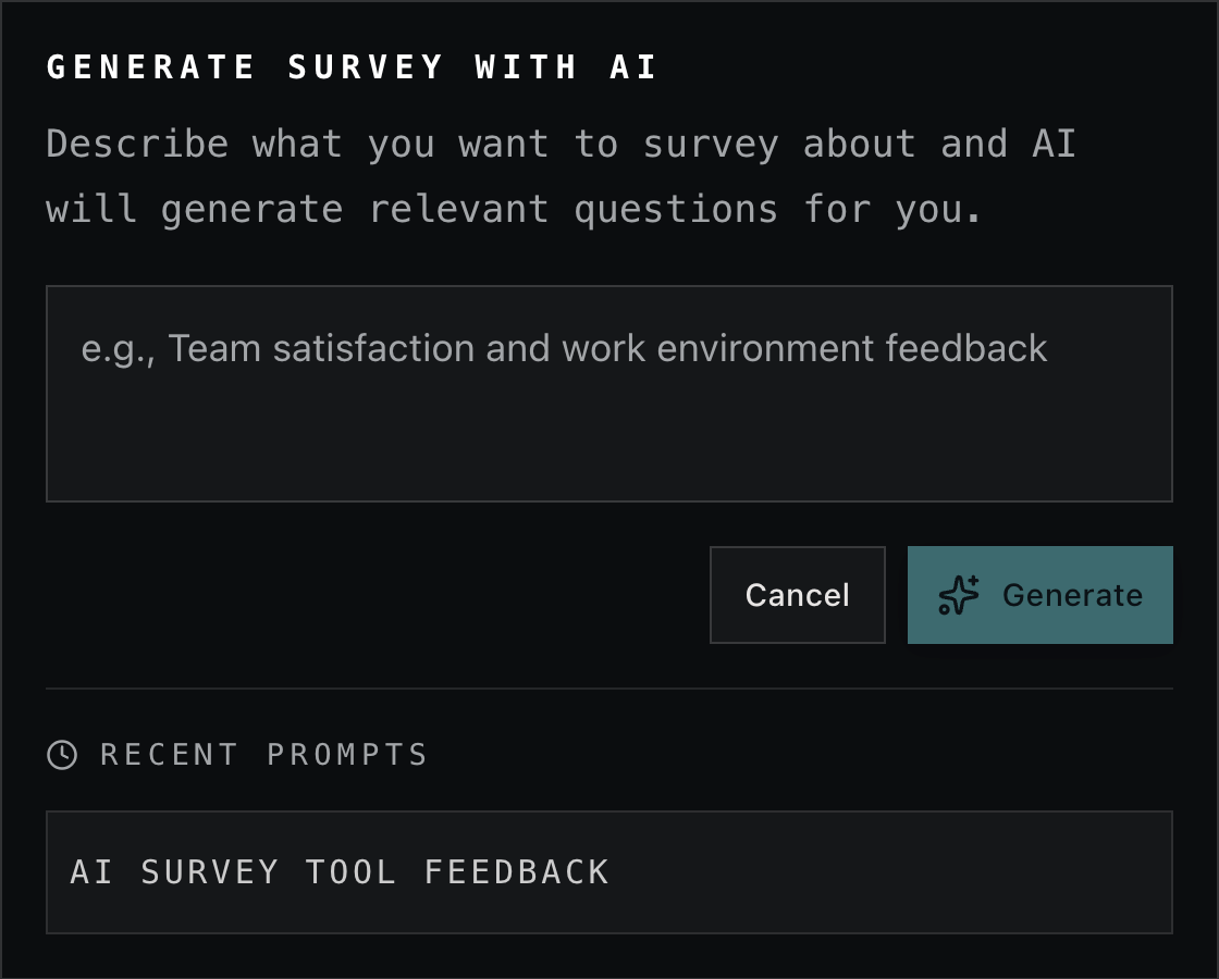 Andor Forms dashboard and survey builder preview